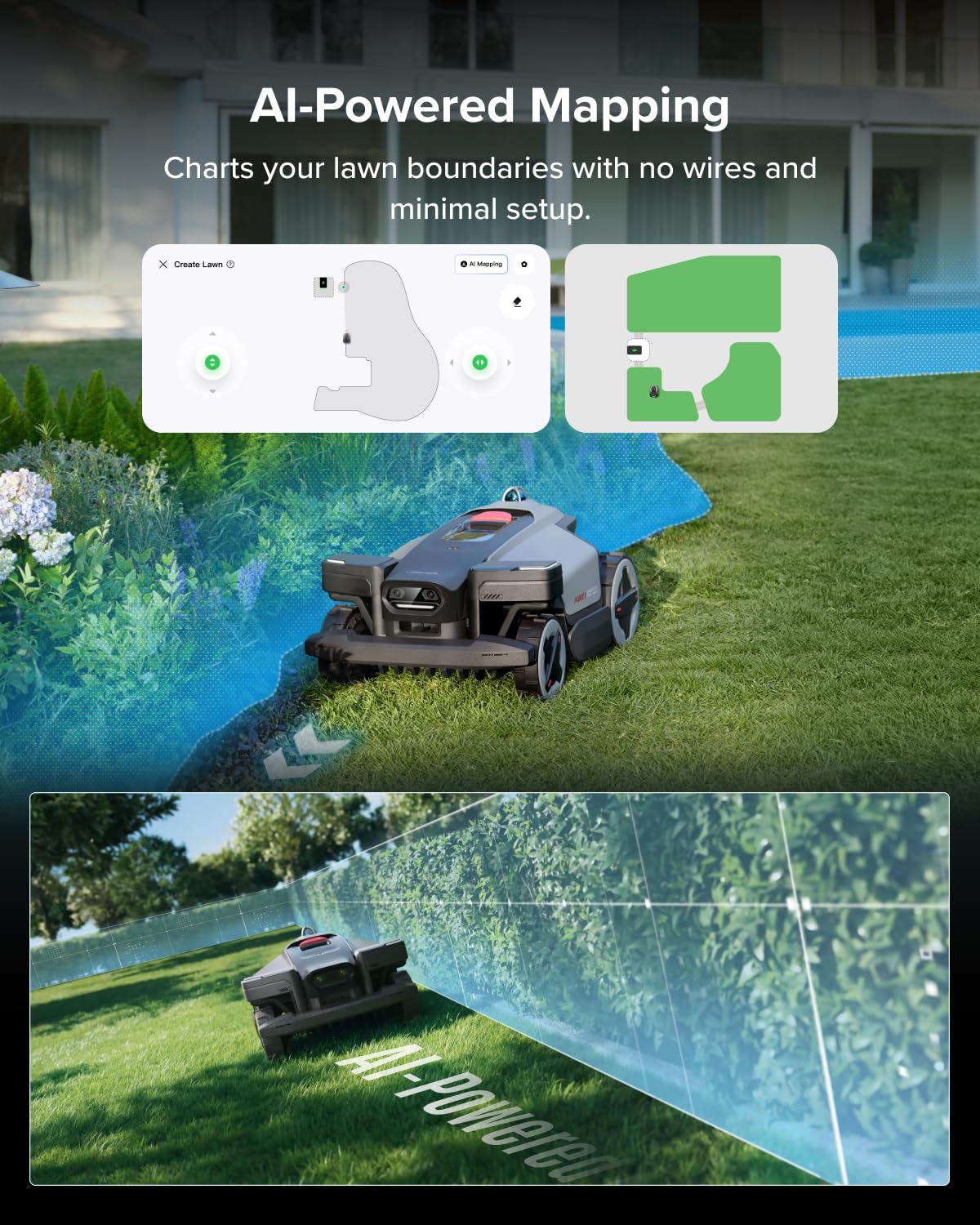 roborock RockMow X120H LiDAR AWD Robot Lawn Mower for up to 0.49 Acre, Wire-Free RTK Free with Dual- LiDAR AI Auto Mapping, Robotic Mower with 4G, AI Obstacle Avoidance, 80% Slope, Smart App Control