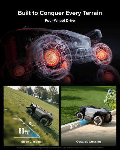 roborock RockMow X120H LiDAR AWD Robot Lawn Mower for up to 0.49 Acre, Wire-Free RTK Free with Dual- LiDAR AI Auto Mapping, Robotic Mower with 4G, AI Obstacle Avoidance, 80% Slope, Smart App Control