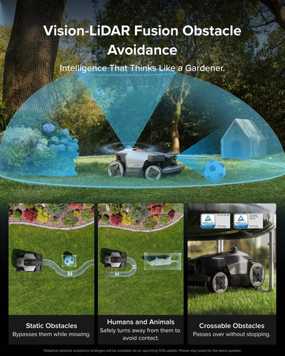 roborock RockMow X120H LiDAR AWD Robot Lawn Mower for up to 0.49 Acre, Wire-Free RTK Free with Dual- LiDAR AI Auto Mapping, Robotic Mower with 4G, AI Obstacle Avoidance, 80% Slope, Smart App Control
