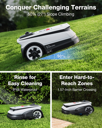 ECOVACS Goat A3000 LiDAR PRO Robotic Lawn Mower for Up to 3/4 Acre, 7500 mAh Battery with 189W Fast Charging, Wire-Free Dual-LiDAR Navigation, Built-in TruEdge Edge Trimmer, Smart App Control